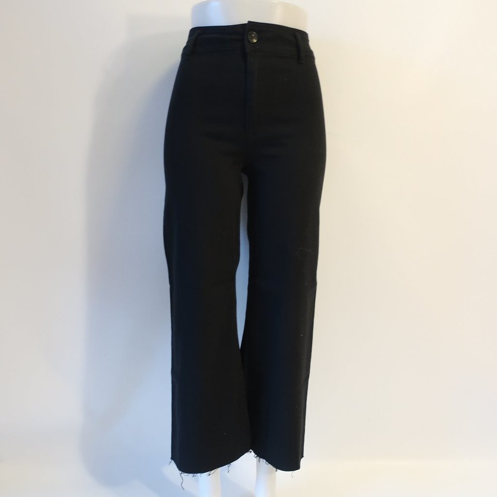 NWT Womens Robertson + Rodeo Rowen Black Straight Leg Raw Hem Denim Jeans S *